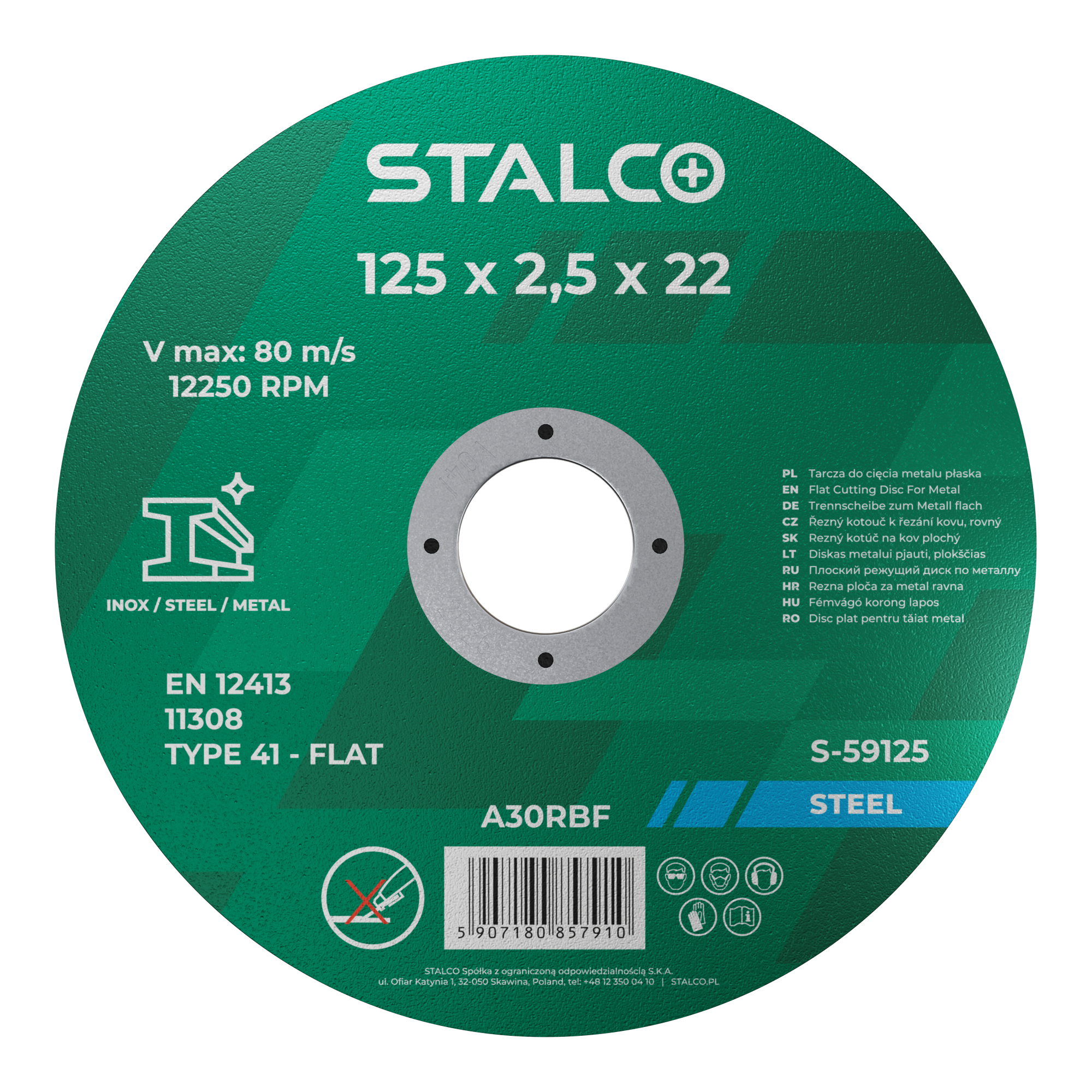 Tarcza do cięcia metalu płaska 230x2,0x22mm Stalco