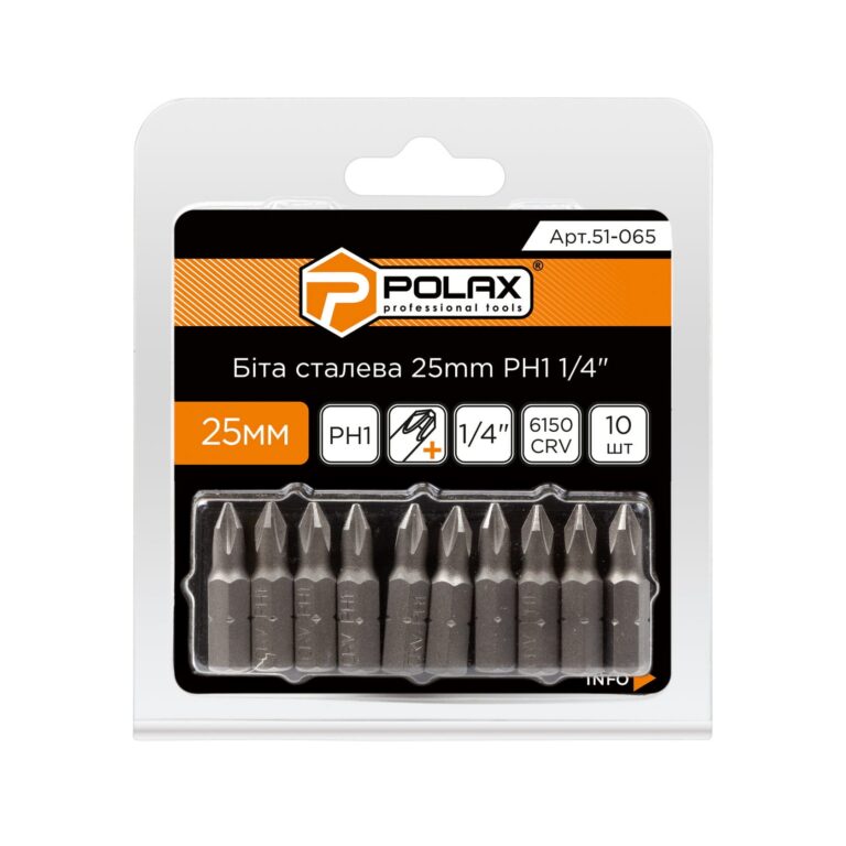 Zestaw bitów PH1 1/4″ 6150CRV 10 szt Polax 51-065