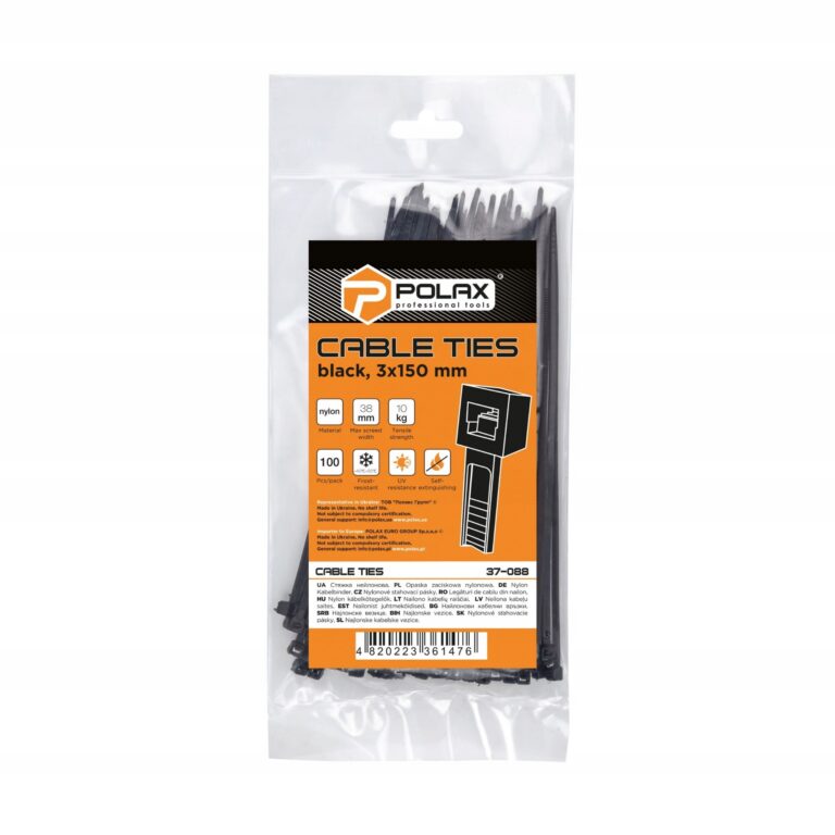 Opaska kablowa zaciskowa trytytka nylonowa 3×150 czarny opk 100szt POLAX 37-088