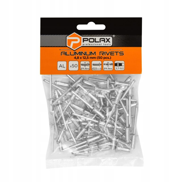 Nity aluminiowe 4,8×12,5mm opk 50 szt POLAX 37-017