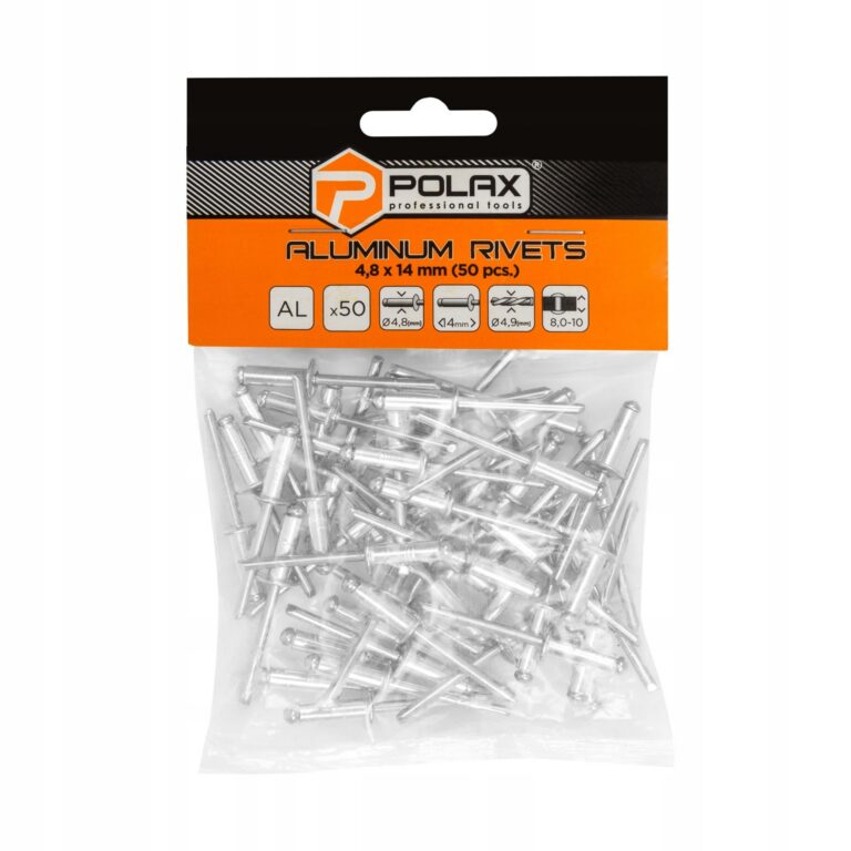 Nity aluminiowe 4,8x14mm opk 50 szt POLAX 37-018