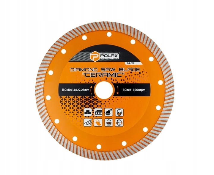 Tarcza diamentowa do cięcia płytek Ceramic 180x10x1,8×22,23mm POLAX 22,23 mm