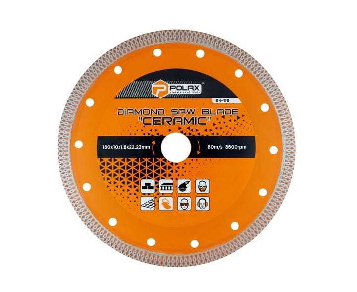 Tarcza diamentowa do cięcia płytek Ceramic 180x10x1,8×22,23mm POLAX 22,23 mm
