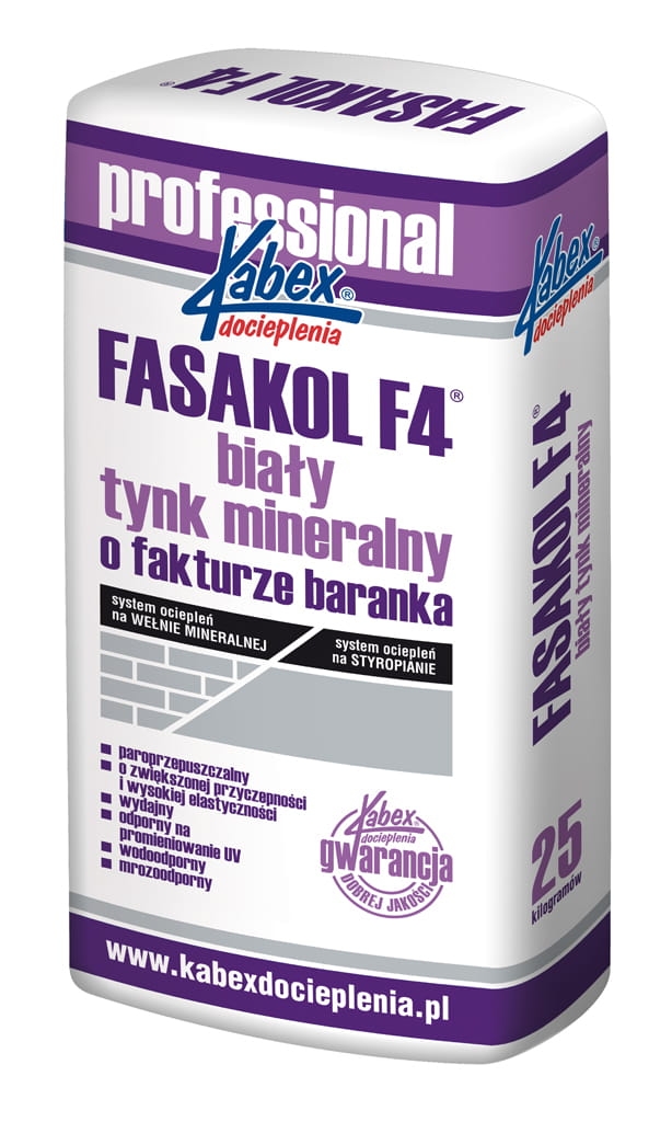 Mineralny tynk biały Kabex Fasakol F4 baranek