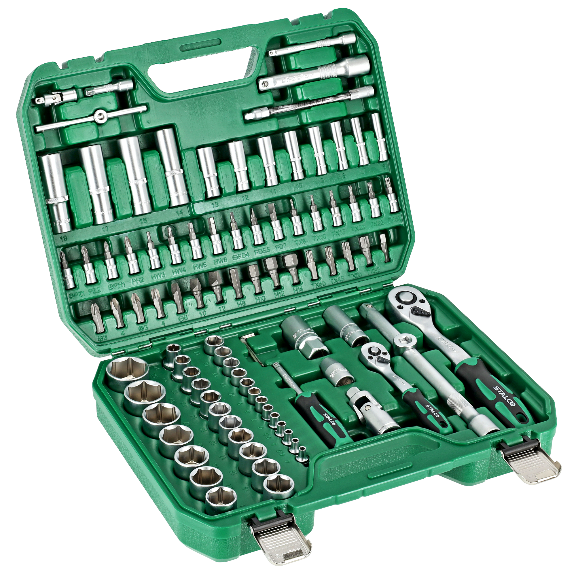 Zestaw kluczy nasadowych 1/2”+1/4” 94 elem. opakowanie BMC Stalco S011100094