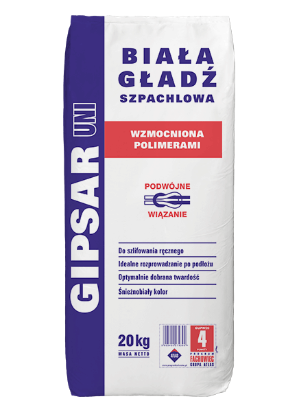 Biała gładź szpachlowa ATLAS Gipsar Uni