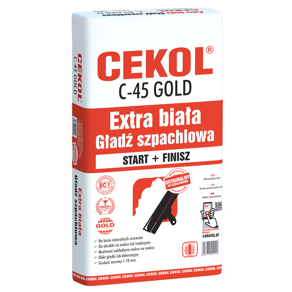 Biała masa szpachlowa gładki tynk gipsowy Cekol
