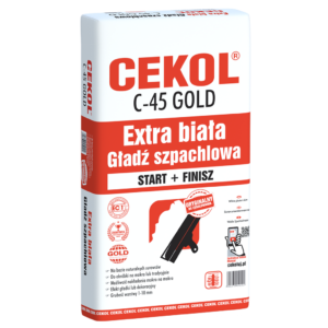 biała cekol gipsowy gładki masa szpachlowa tynk