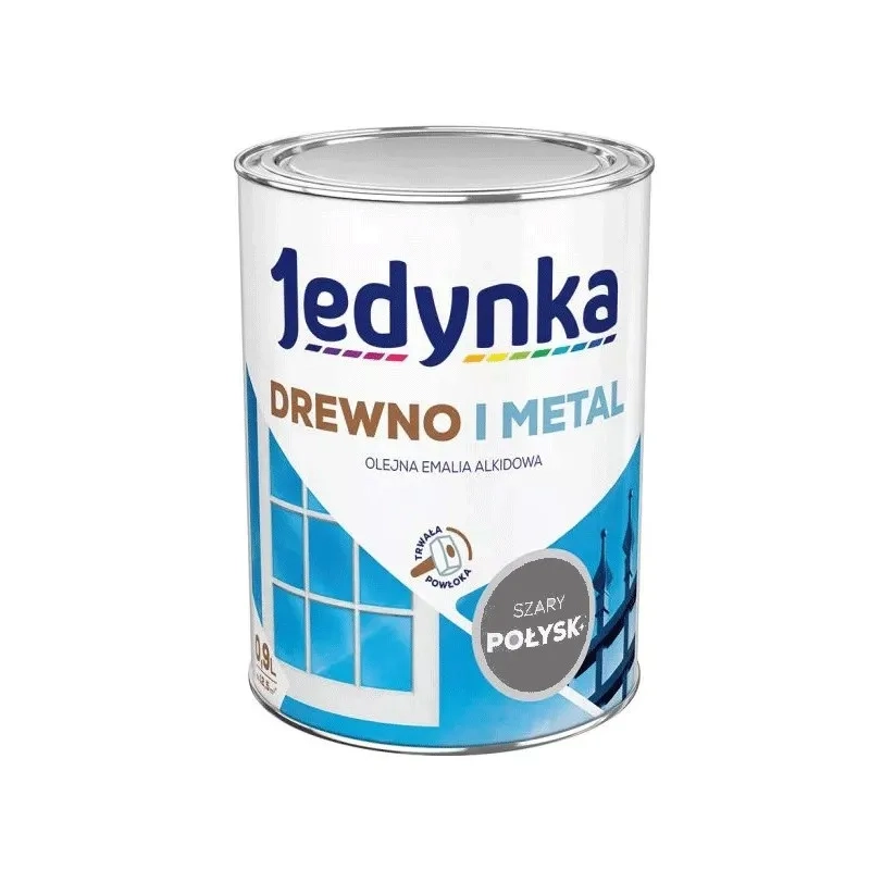 Farba do drewna i metalu Jedynka Alkid Szary jasny. połysk