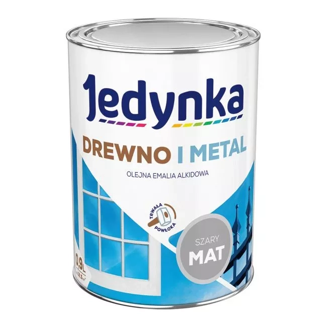 Farba do drewna i metalu Jedynka Alkid Szary Jasny MAT