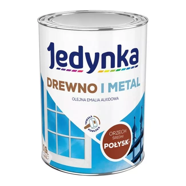 Farba do drewna i metalu Jedynka Alkid Orzech Średni Połysk