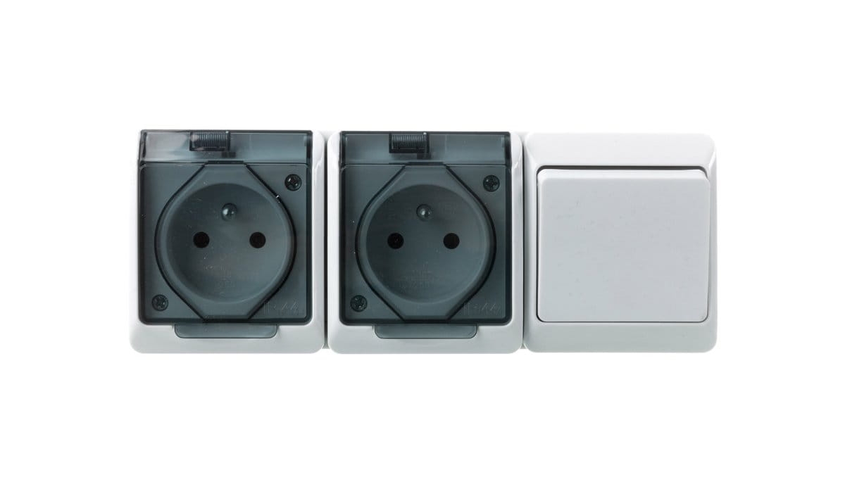 Gniazdo z/u 2x2P+Z 0327-21 Włącznik plus 2 gniazda