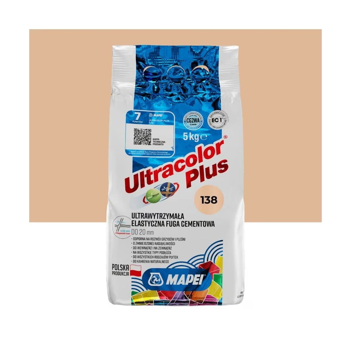 Elastyczna fuga Mapei Ultra Plus 138 migdałowy