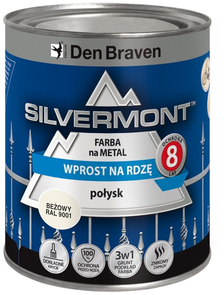Emalia na rdzę Silvermont Beżowy 9001 połysk 0,7 l.