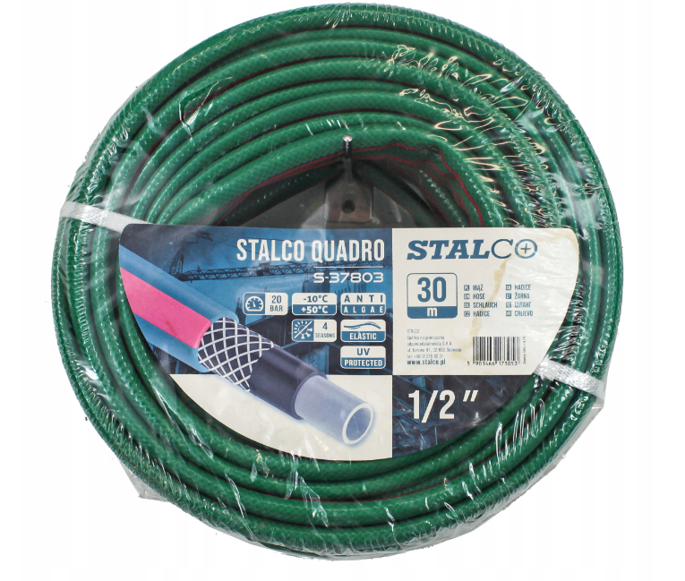 Wąż ogrodowy Quadro 1/2" x30mb Stalco