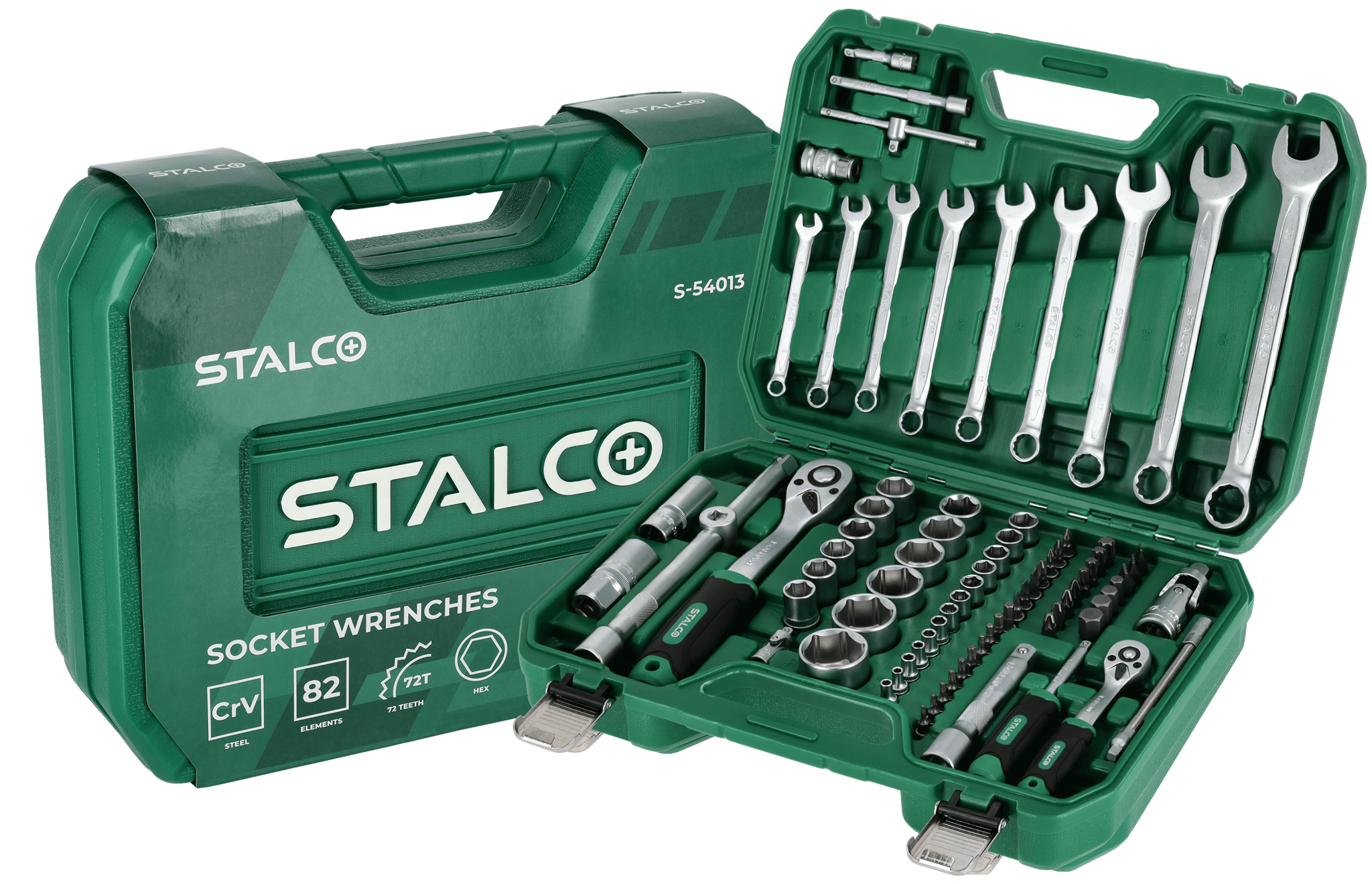 Zestaw kluczy płasko-oczkowych 82el BMC 1/2" 1/4" Stalco