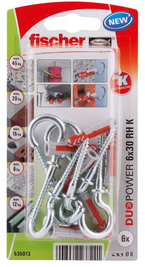 Kołek z okrągłym haczykiem Fischer Duopower RH K NV 535013