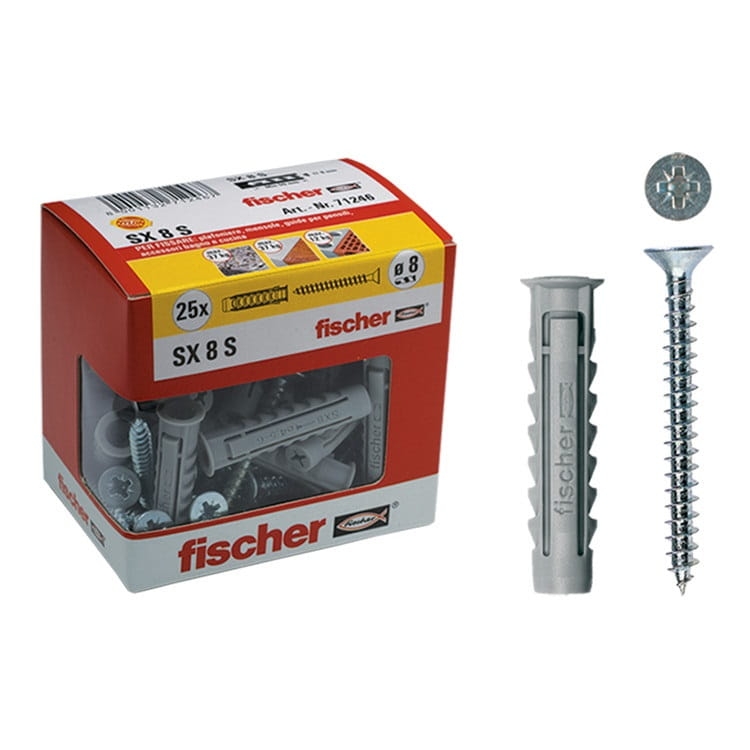 Kołki rozporowe Fischer SX 8 S Y dybel z wkrętem 71246