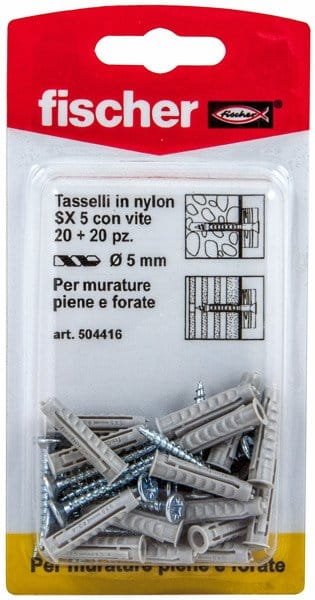 Fischer Kołki rozporowe z wkrętem SX 5 S K blister 504416