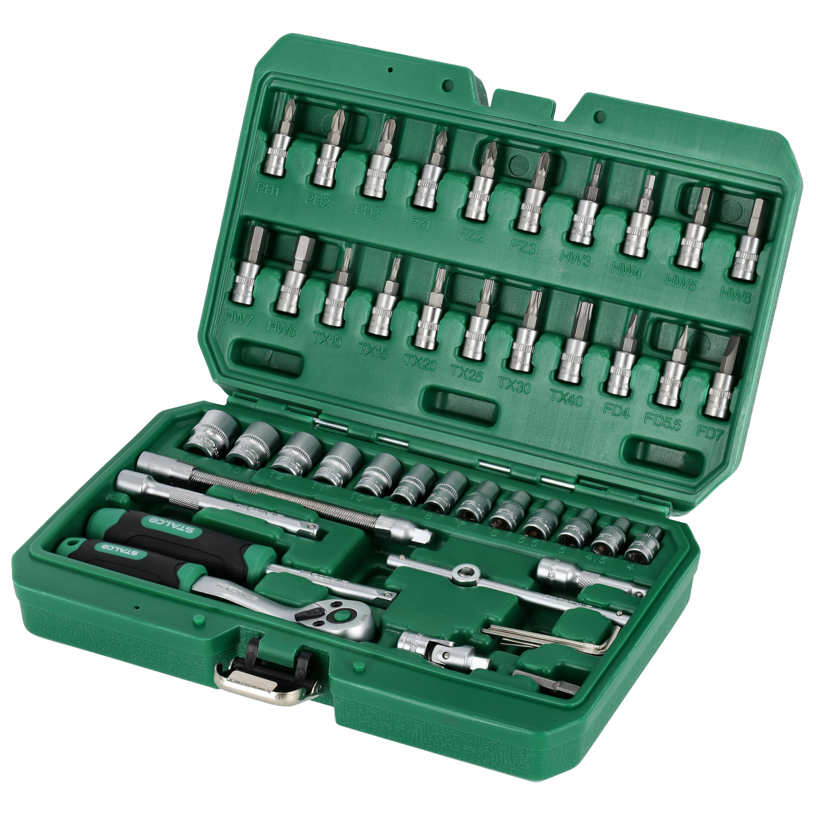Zestaw kluczy nadasowych 1/4" 48el. Stalco
