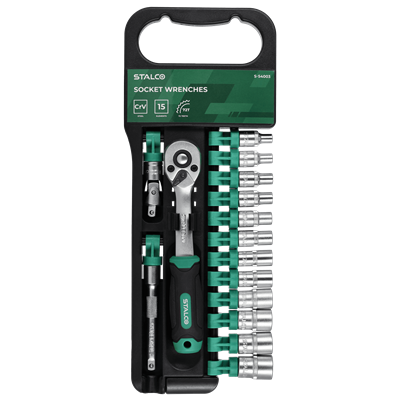 Zestaw Nasadki i grzechotka 15 el.1/4" Stalco
