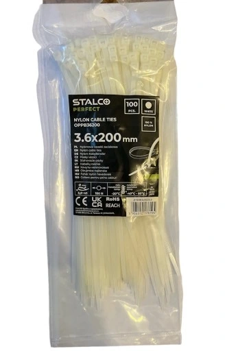 Opaski nylonowe białe 3,6x200 Stalco