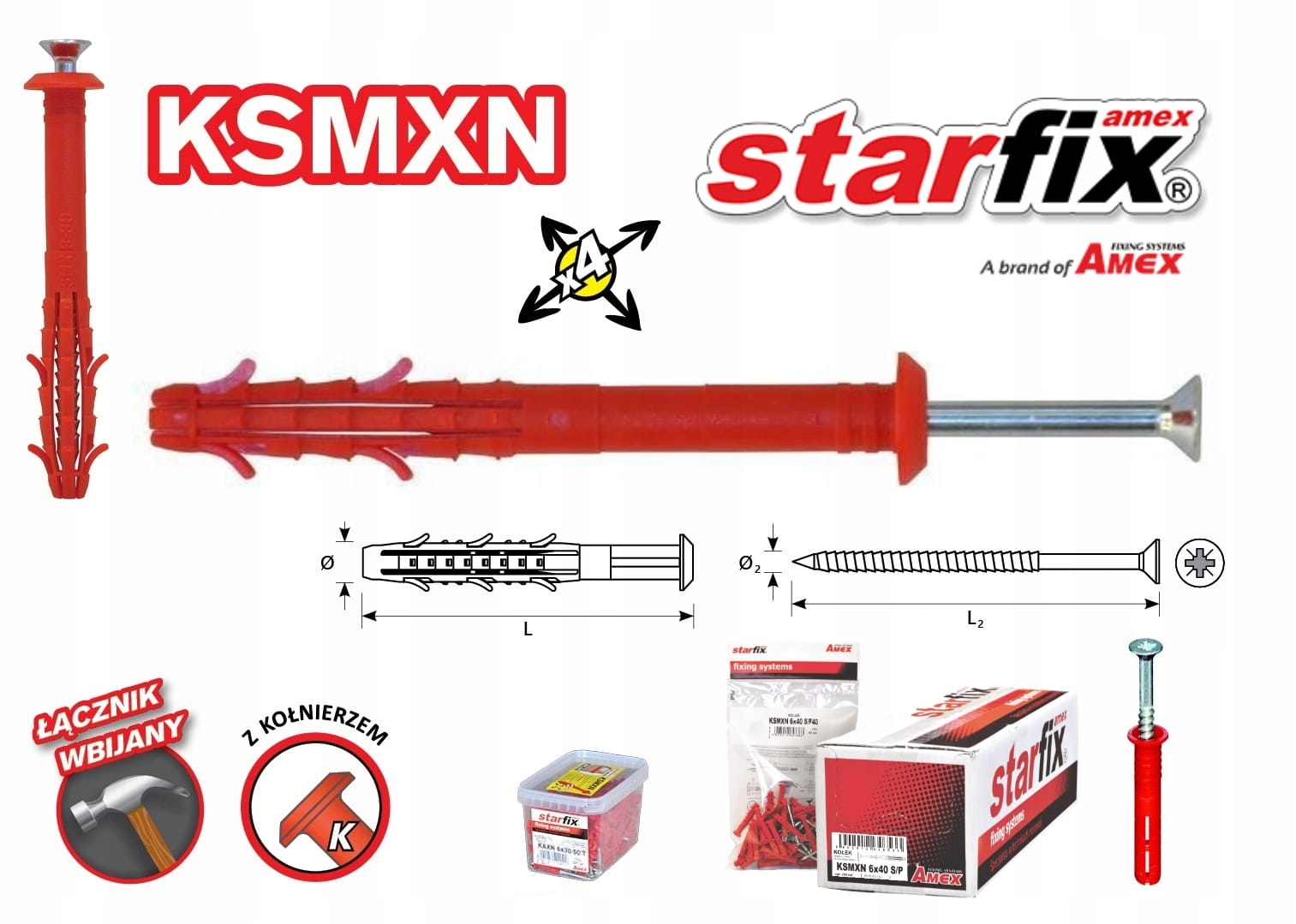 ASF Kołek wbijany KSMXN K/F 4 szt